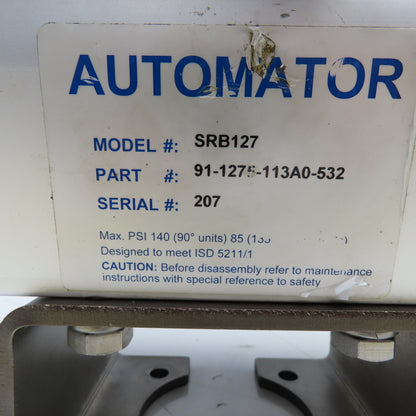 Automator SRB127 Pneumatic Valve Actuator 140 PSI 120V Coil Parts Or Repair