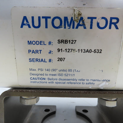 Automator SRB127 Pneumatic Valve Actuator 140 PSI 120V Coil Parts Or Repair