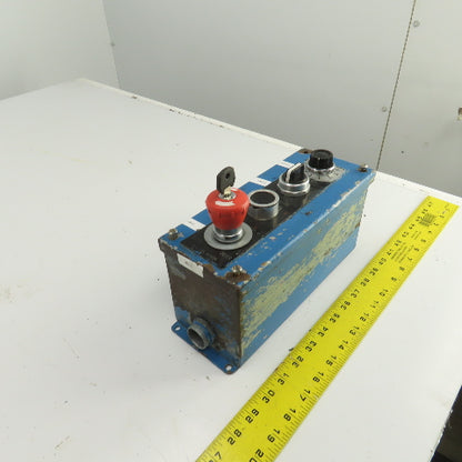 3-Button Remote Pendant Control Station 600V W/Keyed E-Stop & Potentiometer