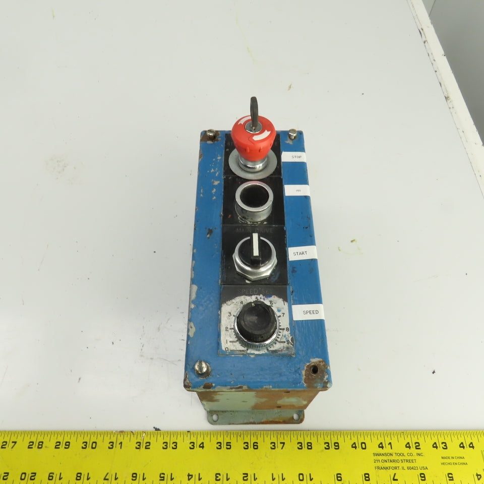 3-Button Remote Pendant Control Station 600V W/Keyed E-Stop & Potentiometer