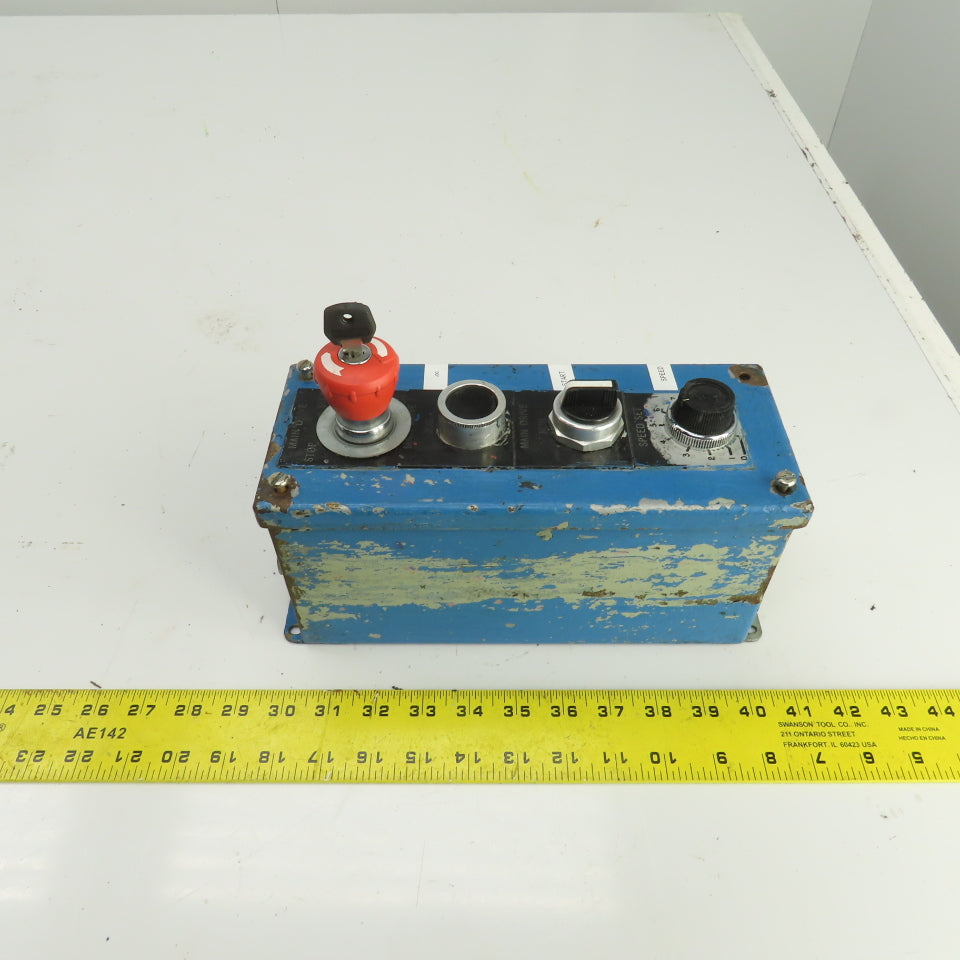 3-Button Remote Pendant Control Station 600V W/Keyed E-Stop & Potentiometer