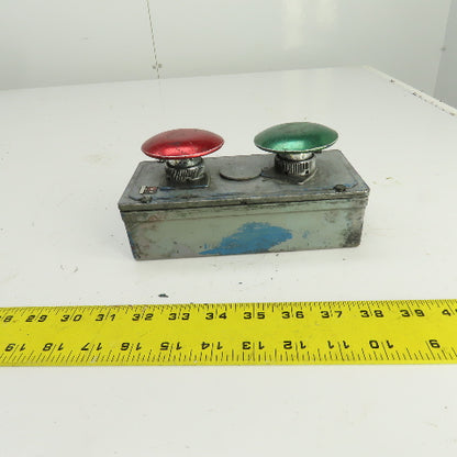 2-Button Pendant Control Station 600V Mushroom Head Momentary Contact Switches