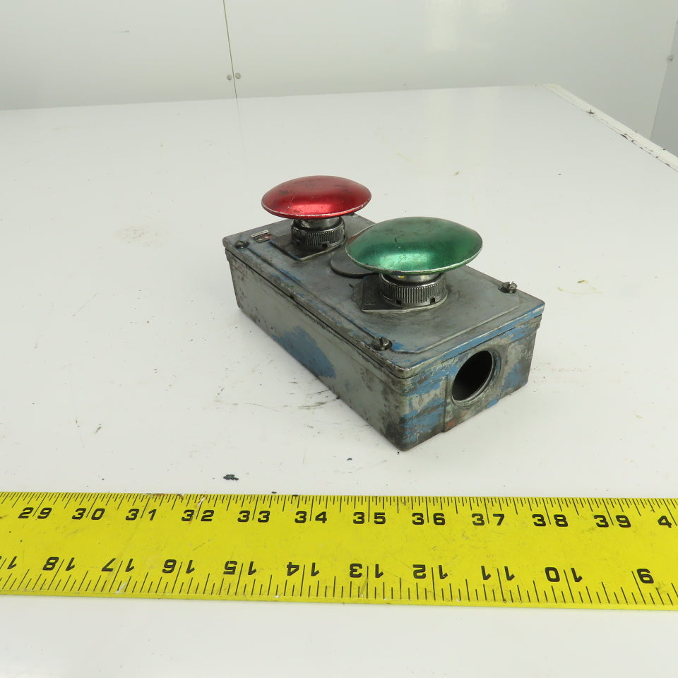 2-Button Pendant Control Station 600V Mushroom Head Momentary Contact Switches