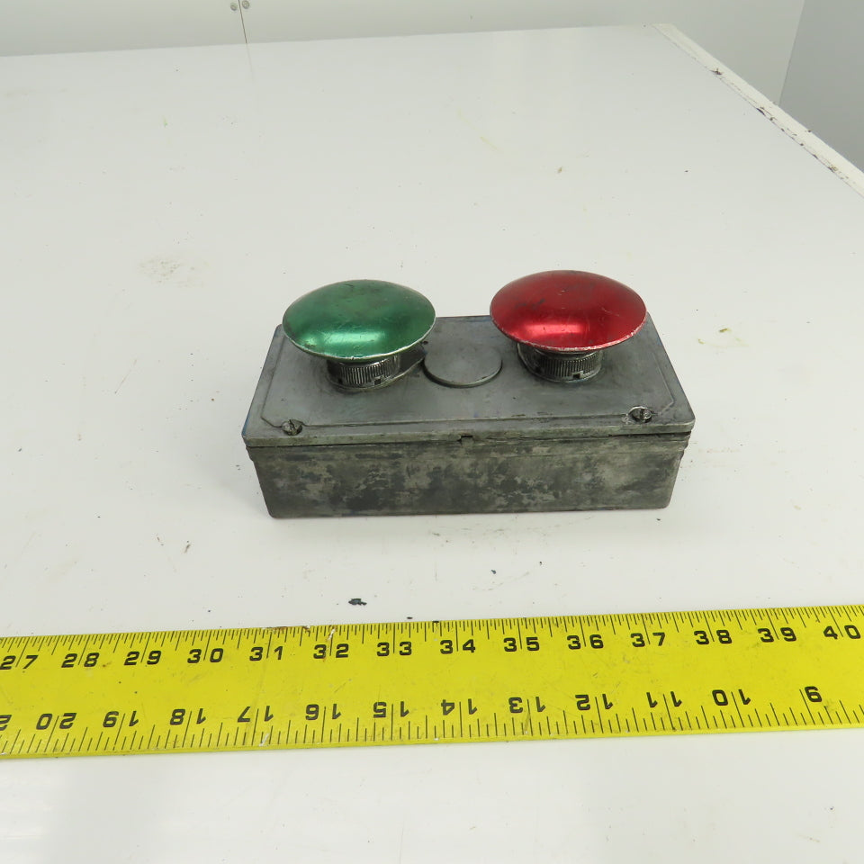 2-Button Pendant Control Station 600V Mushroom Head Momentary Contact Switches