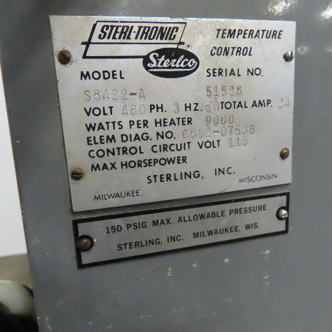 Sterl-Tronic S8422-A 9000 Watt Dual Unit Water Temperature Controller 460V 3PH