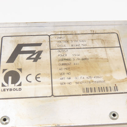 Leybold 00 F4 425-4162 500V 3Ph 15kW 800Hz Max Motor Filter