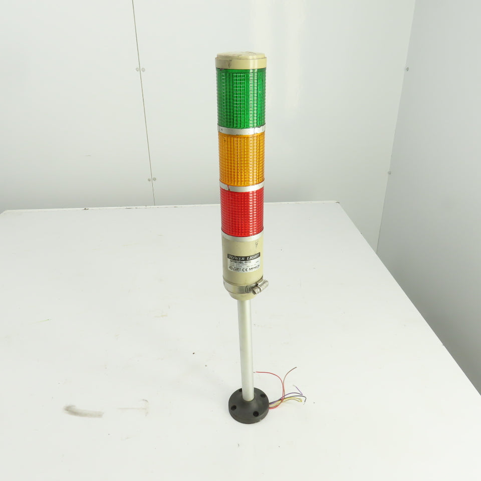 Menics MT5C3BL-RYG 3-Stack Tower Light 110-120VAC Green, Amber, Red