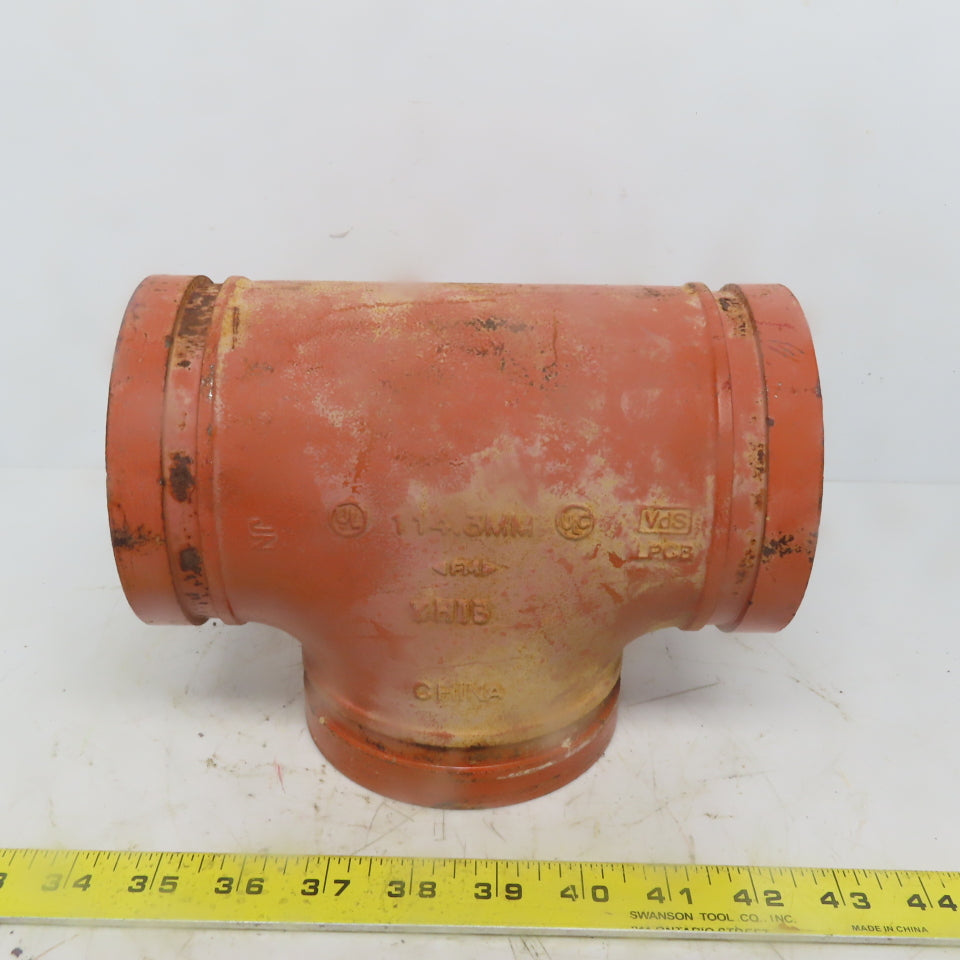 SPF ST1 4" Ductile Iron 4"x4"x4" Tee Fitting Pipe Grooved 114.3mm