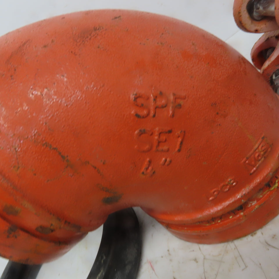 SPF ST1 4" Ductile Iron 4"x4" 90° Fitting Pipe Grooved W/2 Coupling Clamps