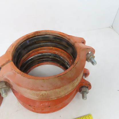 SPF ST1 4" Ductile Iron 4"x4" 90° Fitting Pipe Grooved W/2 Coupling Clamps