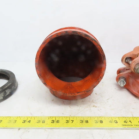 SPF ST1 4" Ductile Iron 4"x4" 90° Fitting Pipe Grooved W/2 Coupling Clamps