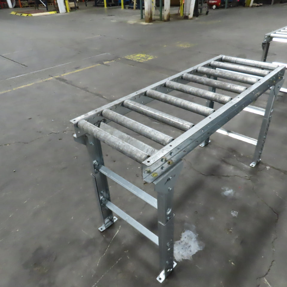 60" (5') OAL Steel Gravity Roller Conveyor 21" W 17-3/4" BF 6" Centers 1.9" OD