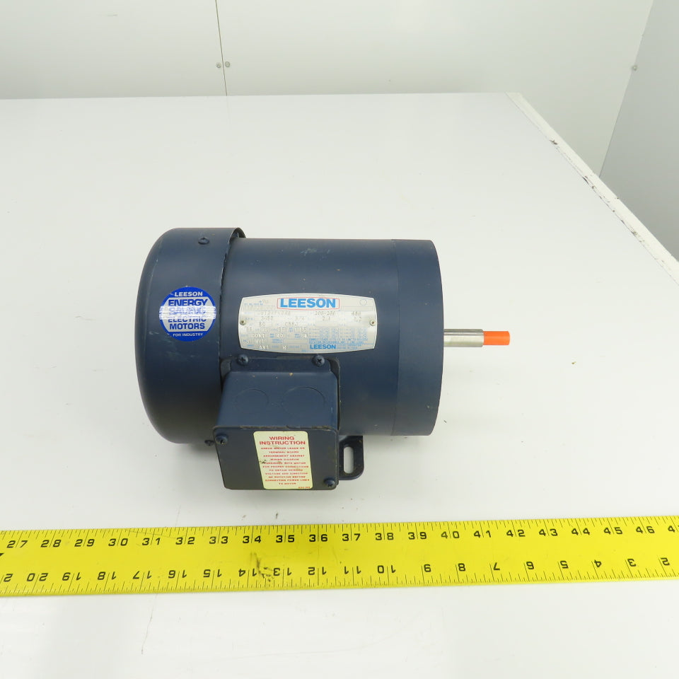 Leeson 113028.00 3/4HP AC Electric Motor 3450RPM 208-230/460 3PH C56J Frame