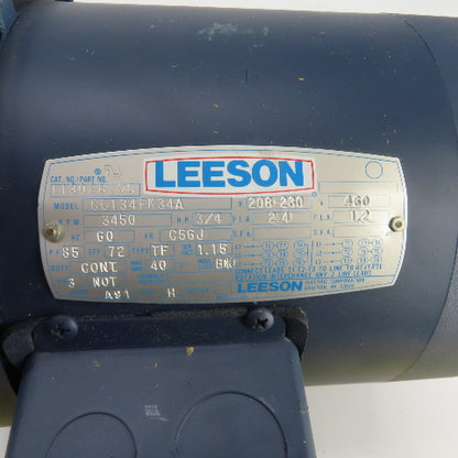Leeson 113028.00 3/4HP AC Electric Motor 3450RPM 208-230/460 3PH C56J Frame