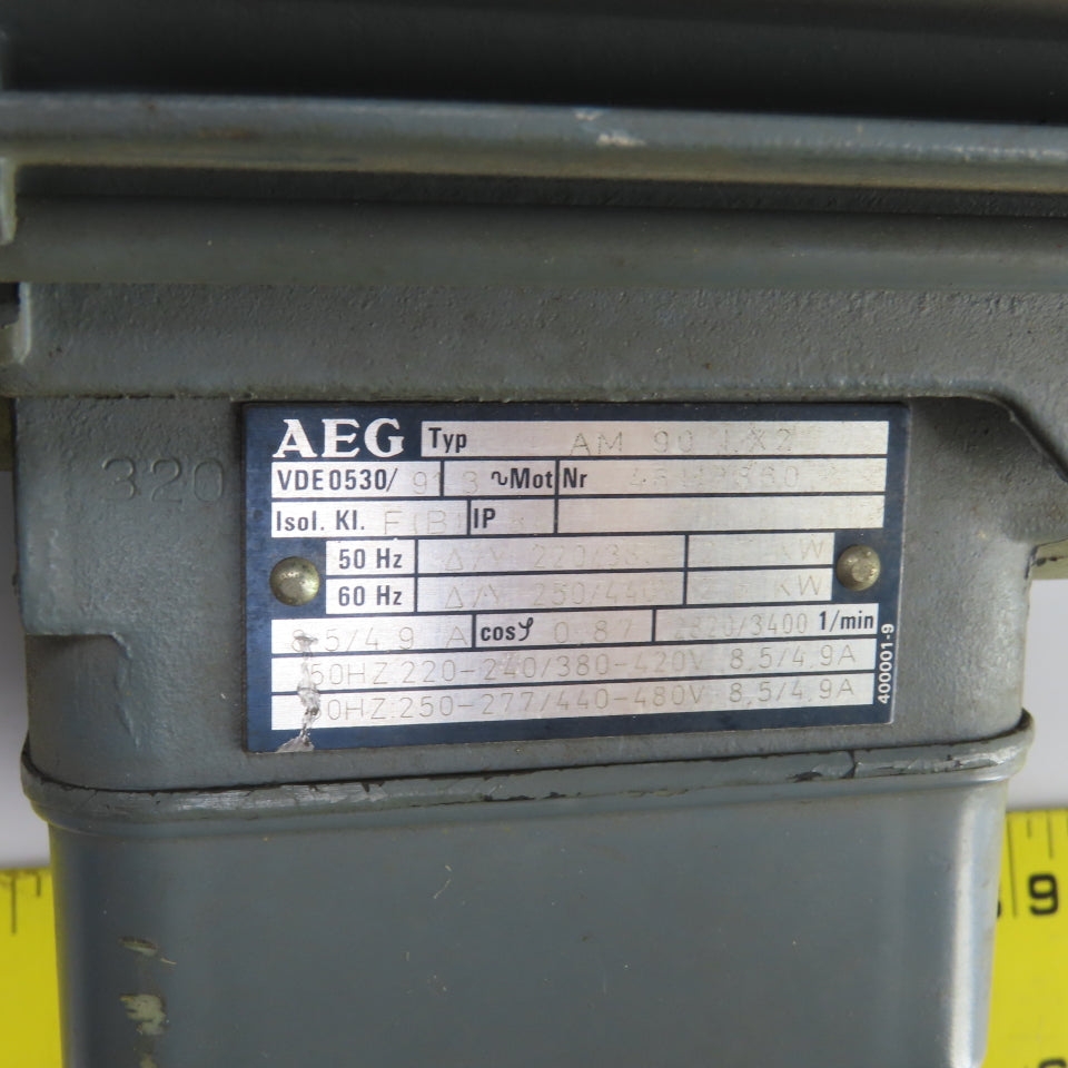 AEG AM 90 LX2 VDE 0530/9 2.6kW AC Electric Motor 3400/2820RPM 440-480V 3PH
