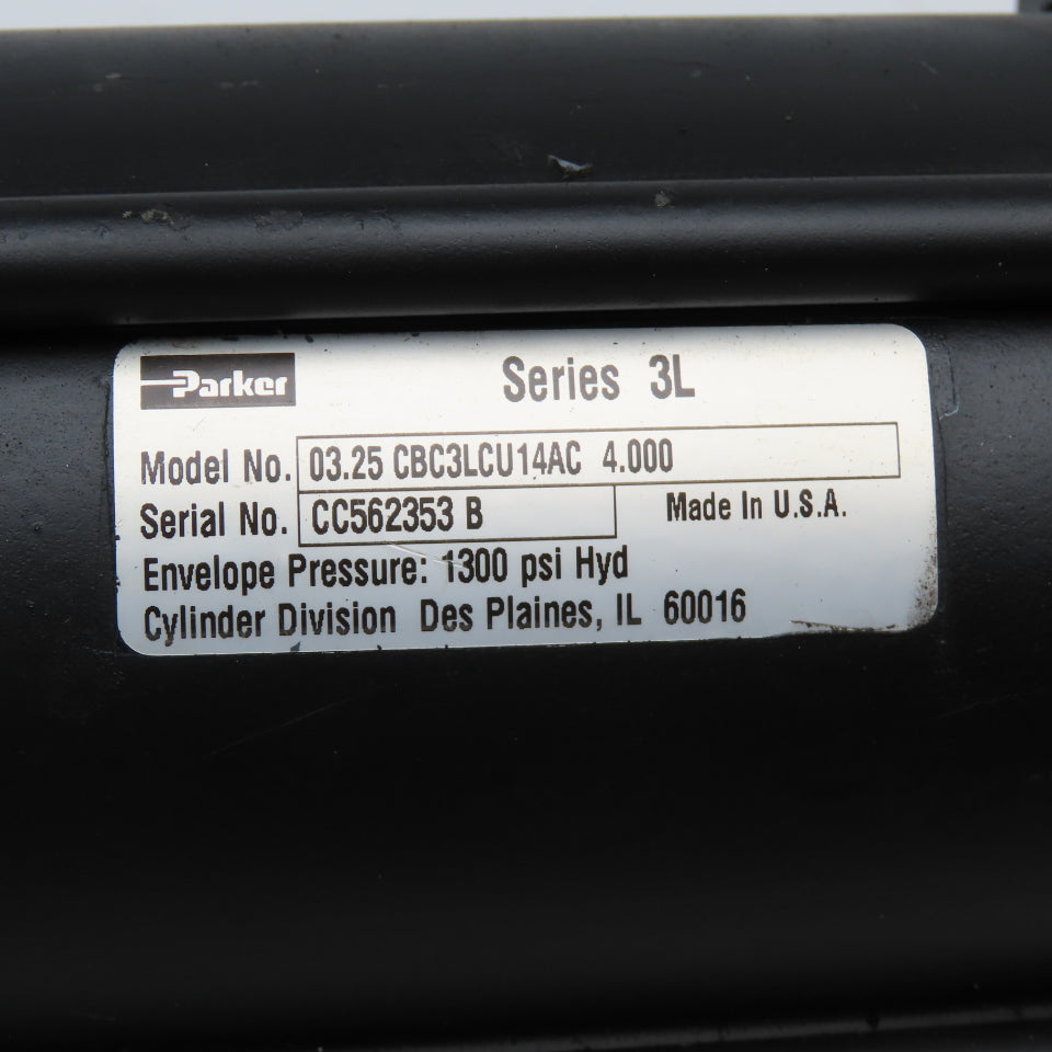 Parker CBC-3LCU14AC 3-1/4" Bore 4" Stroke Double Acting Hydraulic Cylinder
