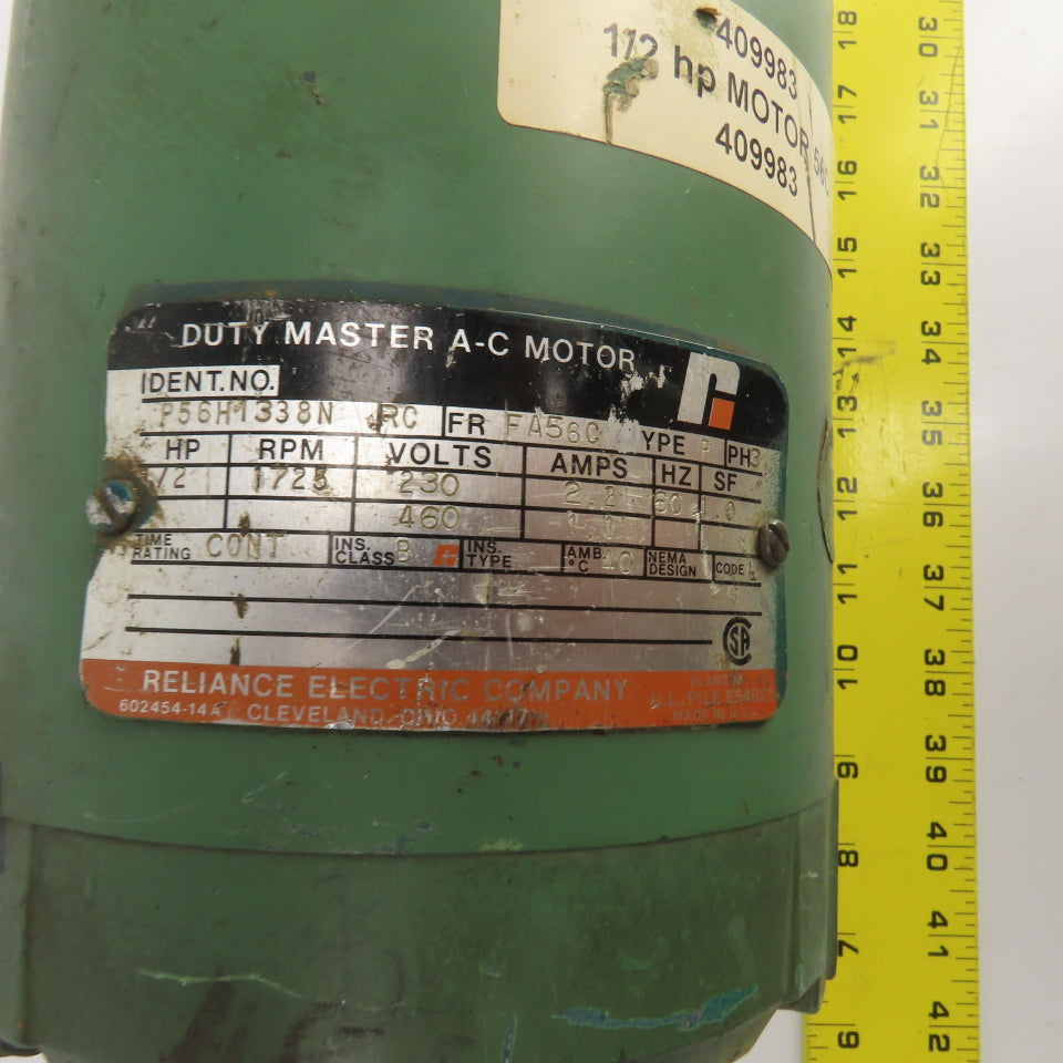 Reliance P56H1338N 1/2HP AC Electric Motor 1725RPM 230/460V 3PH FA56C Frame
