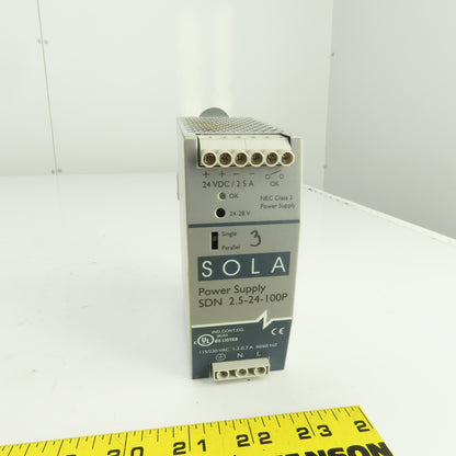Sola SDN 2.5-24-100P 24V DC Power Supply 115/230V AC Input