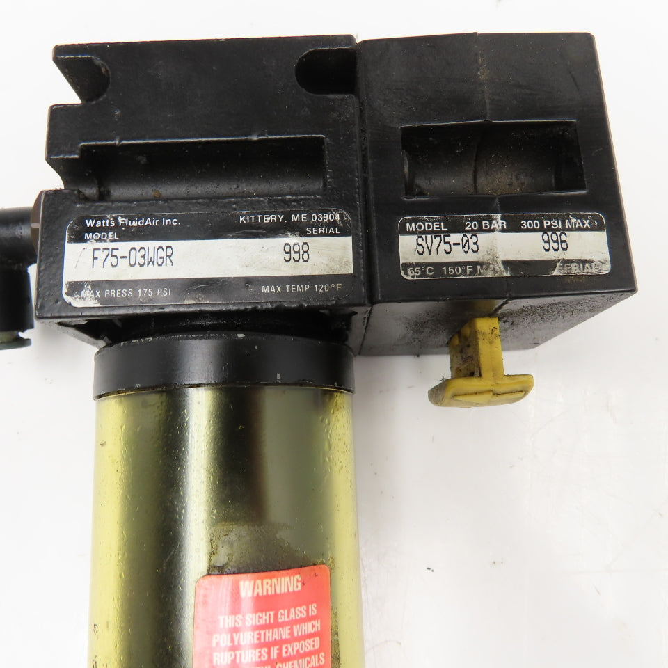 Watts F75-03WGR SV75-03 3/8" NPT Compressed Air Filter & Shut Off 175PSI