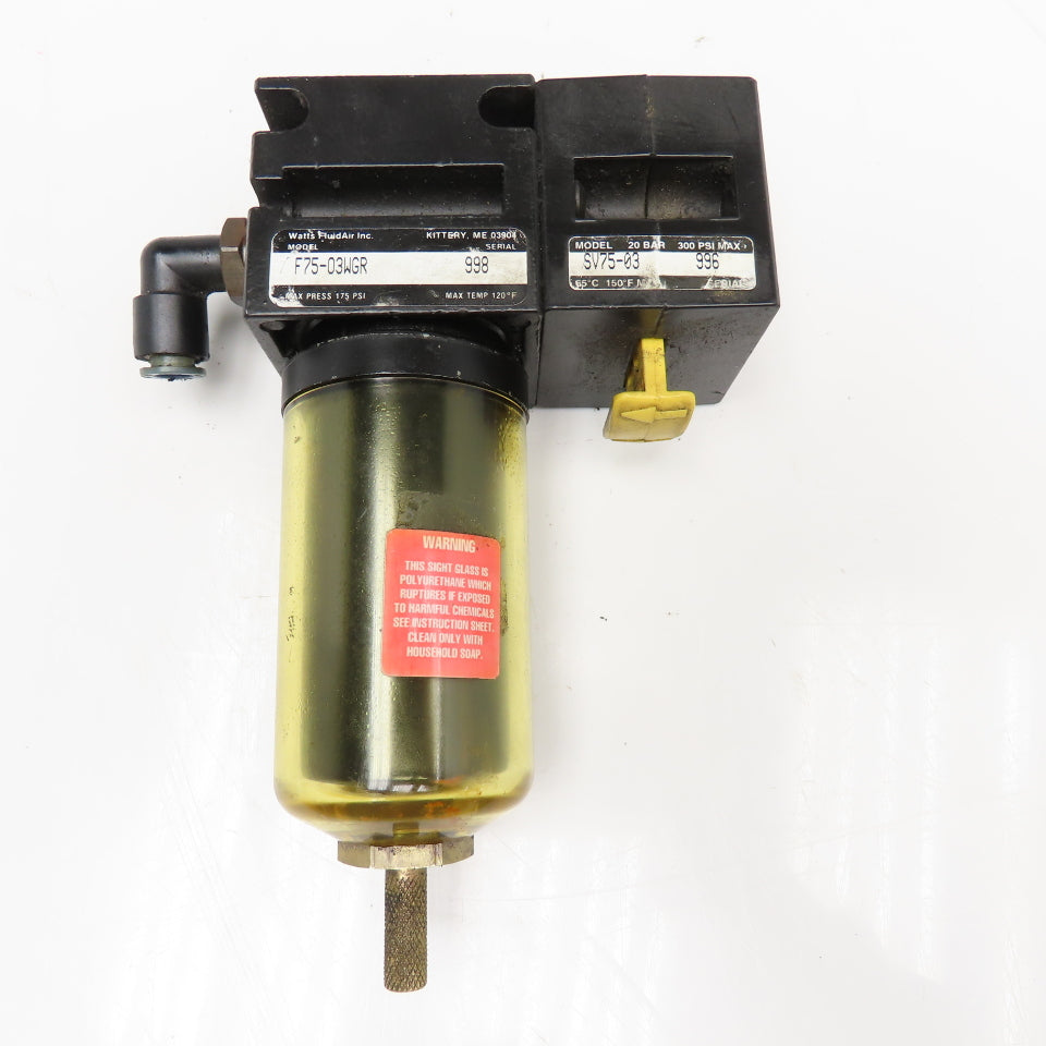 Watts F75-03WGR SV75-03 3/8" NPT Compressed Air Filter & Shut Off 175PSI