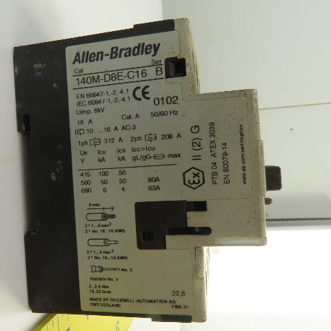 Allen Bradley 140M-D8E-C16 Ser B 16A Motor Starter Circuit Breaker