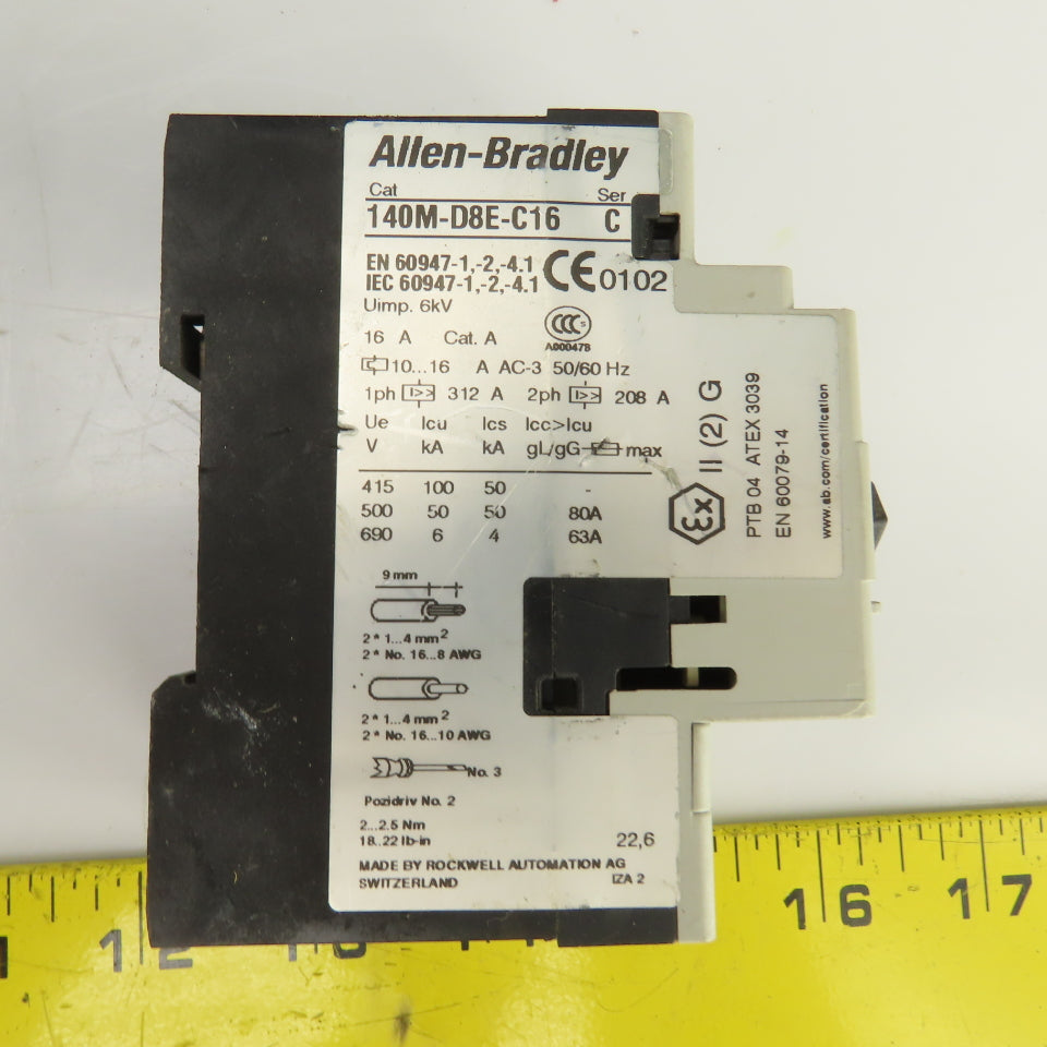 Allen Bradley 140M-D8E-C16 Ser C 16A Motor Starter Circuit Breaker