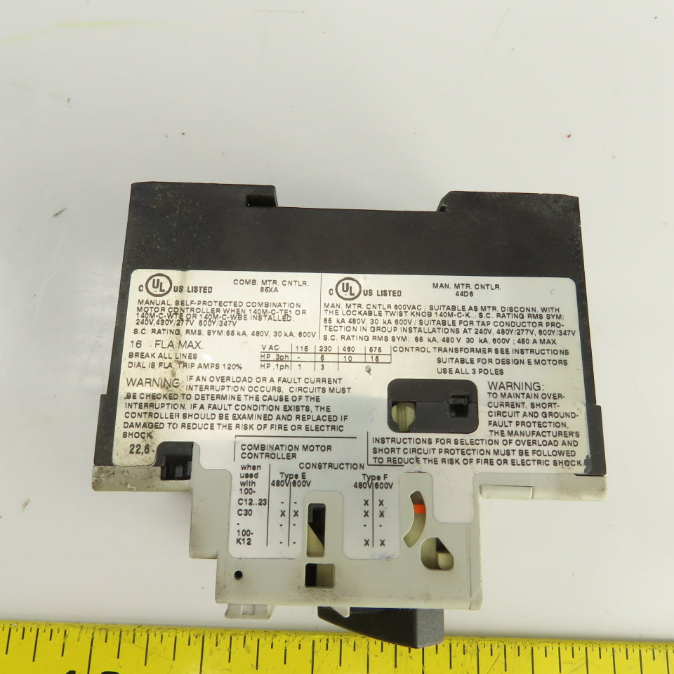 Allen Bradley 140M-D8E-C16 Ser C 16A Motor Starter Circuit Breaker