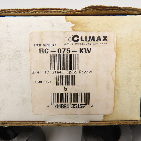 Climax RC-075-KW 3/4" Bore 3/16" Keyed Ridged Shaft Coupling Set Screw Lot Of 5