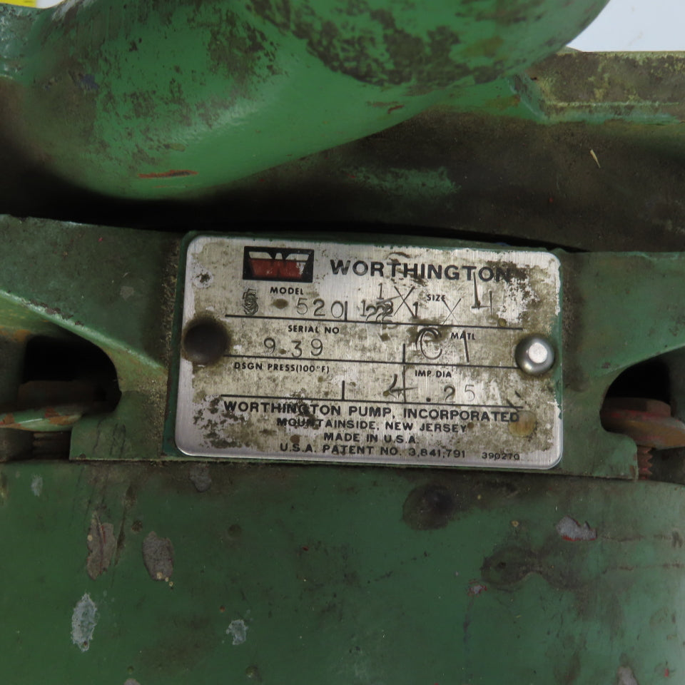 Worthington 520 2HP Centrifugal End Suction Pump 5.25" Impellor 230/460V 3PH