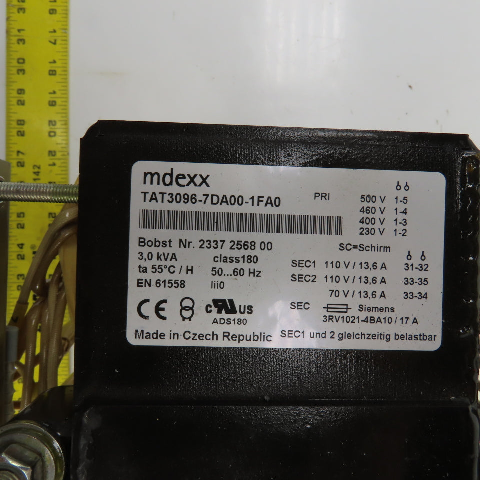 mdexx TAT3096-7DA00-1FA0 3kVA Transformer Pri 230-400-460-500V LV 110-70V