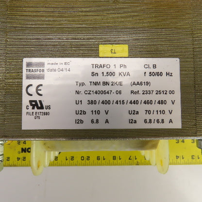 Trasfor TNM-BN-2K/E 1.5kVA Transformer Pri 380 To 480V Sec 70/110V Single Phase