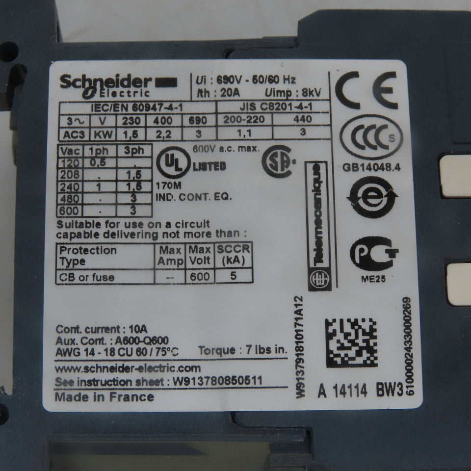 Schneider Electric LP4K0610BW3 3Hp Contactor Control Relay 24VDC Coil  Lot of 3
