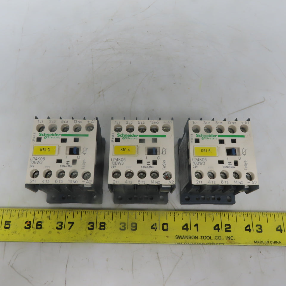 Schneider Electric LP4K0610BW3 3Hp Contactor Control Relay 24VDC Coil  Lot of 3