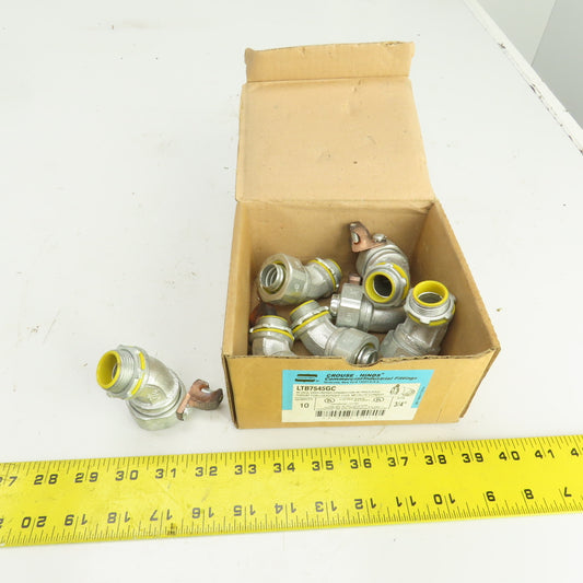 Crouse Hinds Co LTB7545GC 3/4" 45° Connector Ground Lug Insulated Lot of 7