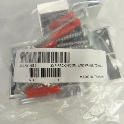 ASI Accurate Partitions 40-8515011 3 Pack H/Con End Panel To Wall Hardware