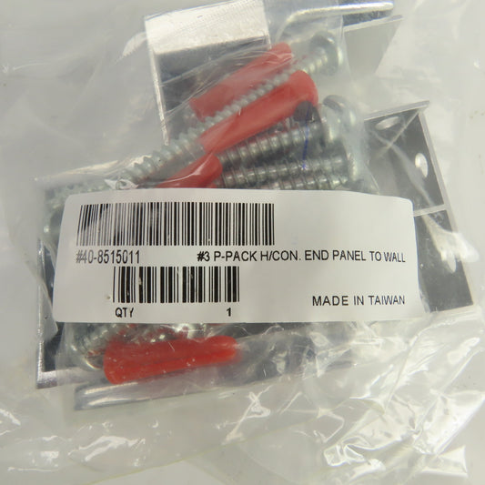 ASI Accurate Partitions 40-8515011 3 Pack H/Con End Panel To Wall Hardware