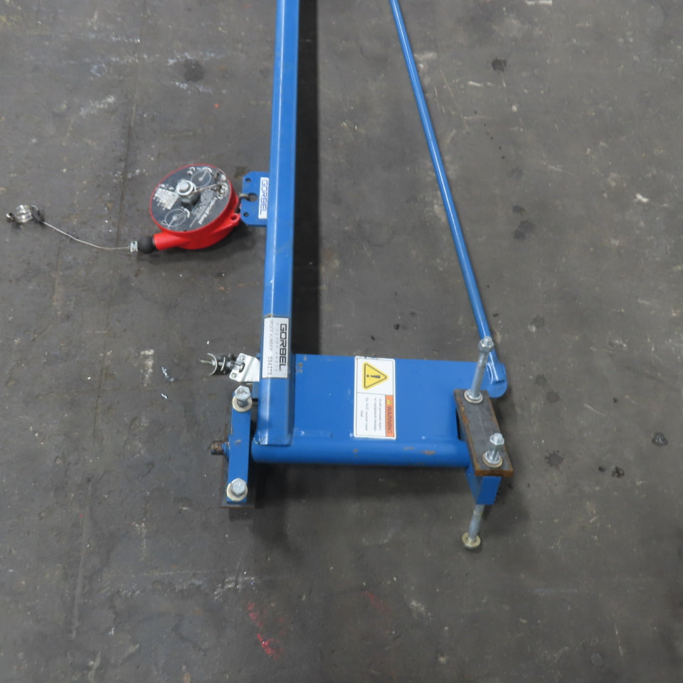 Gorbel 594278 8' Travel Post Mount Tool Balancer Over Arm Jib Crane 50Lbs.