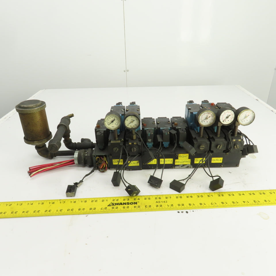 MAC 82A-EA-000-TM-DAAP-1DA 8-Valve Pneumatic Solenoid Valve Manifold Bank 120VAC