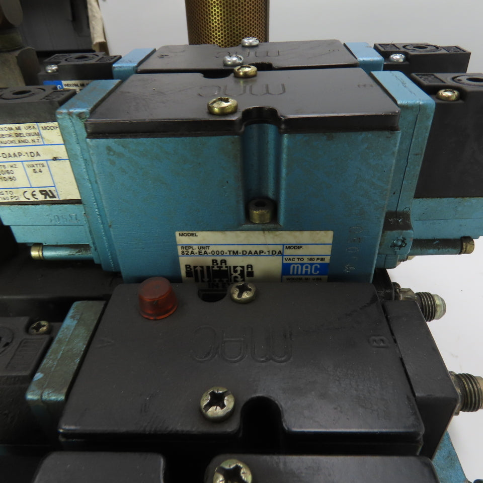 MAC 82A-EA-000-TM-DAAP-1DA 8-Valve Pneumatic Solenoid Valve Manifold Bank 120VAC