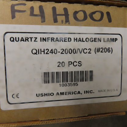 USHIO 1003595 QIH240-2000/VC2 Quartz Inferred Halogen Lamp 240V 2000W