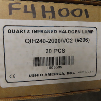 USHIO 1003595 QIH240-2000/VC2 Quartz Inferred Halogen Lamp 240V 2000W