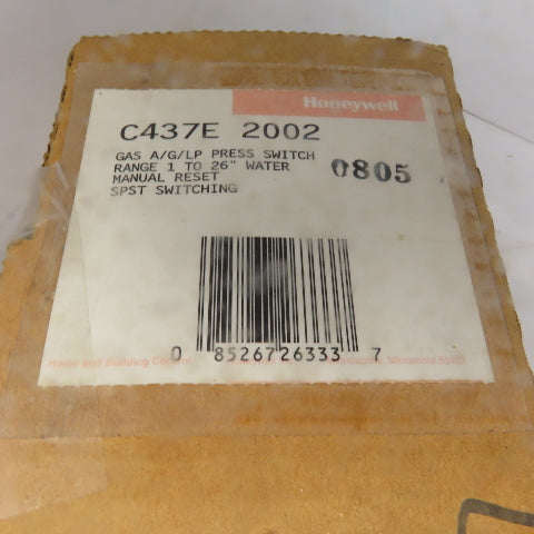 Honeywell C437E 2002 Gas A/G/LP Pressure Switch W/Manual Reset Part or Repair