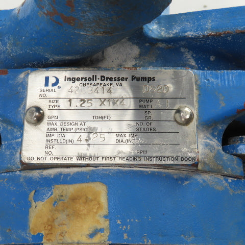 Ingersoll Dresser D520 3/4HP Centrifugal Pump 208-230/460V 3PH 4-1/4" Imp.