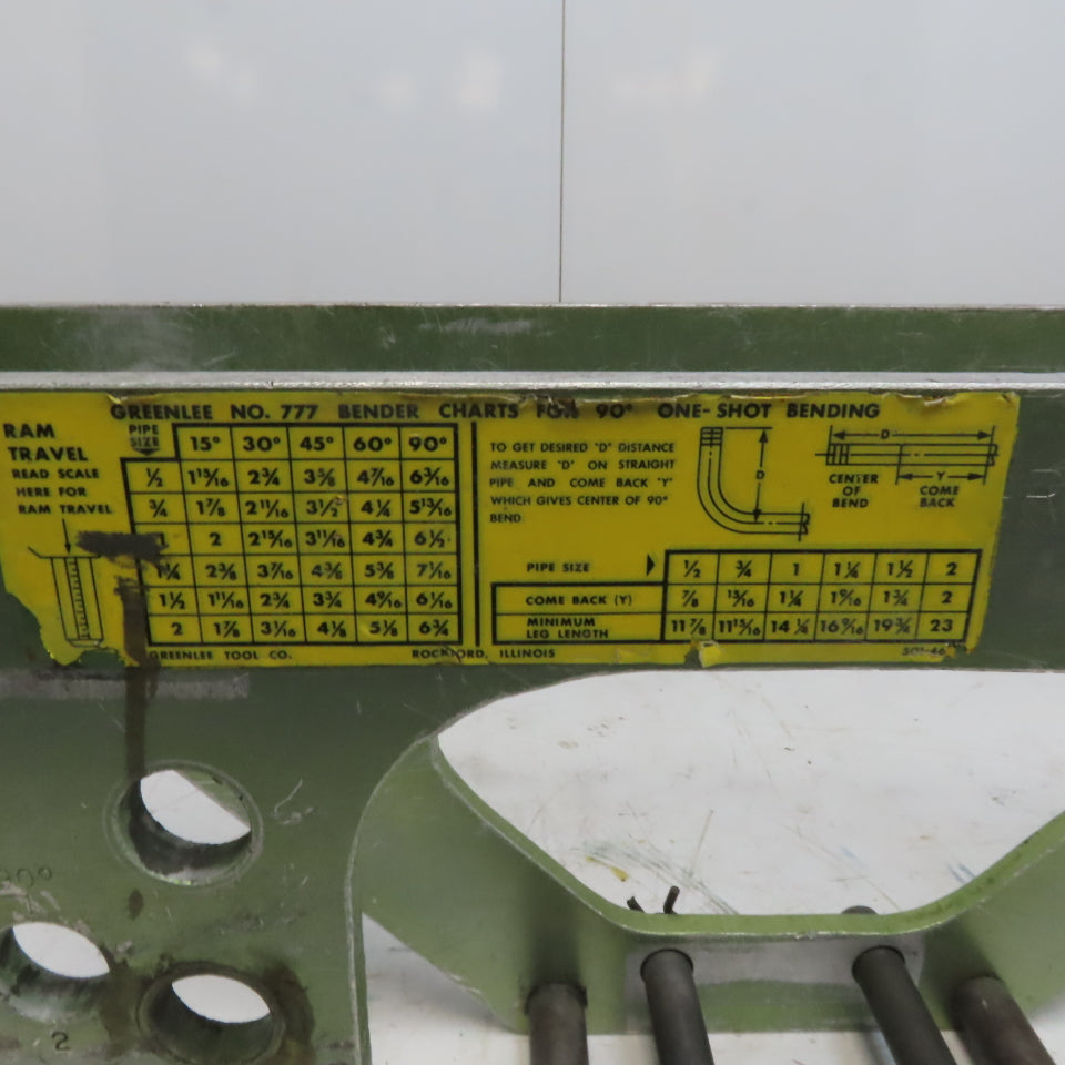 Greenlee 777 One Shot Hydraulic Conduit Bender Frame Aluminum