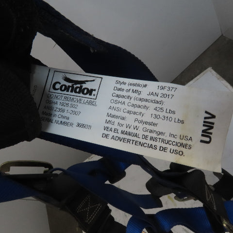 Condor 19F377 Full Body Safety Harness Fall Arrest Protection Universal Size