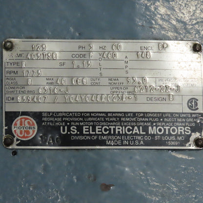 US Motor 125Hp 460V 3Ph 1775RPM AC Flange Mount 405TSD Motor 2" Shaft