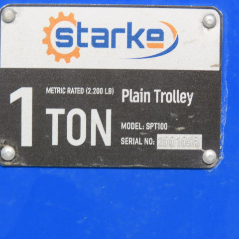 Sarke SP100 Plain Push Trolley 1 Ton Capacity Flange Width: 3.9" - 5.7"