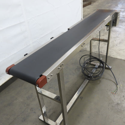 7-1/2" Wide x 58" Stainless Steel Variable Speed Slide Belt Conveyor 220V 1Ph