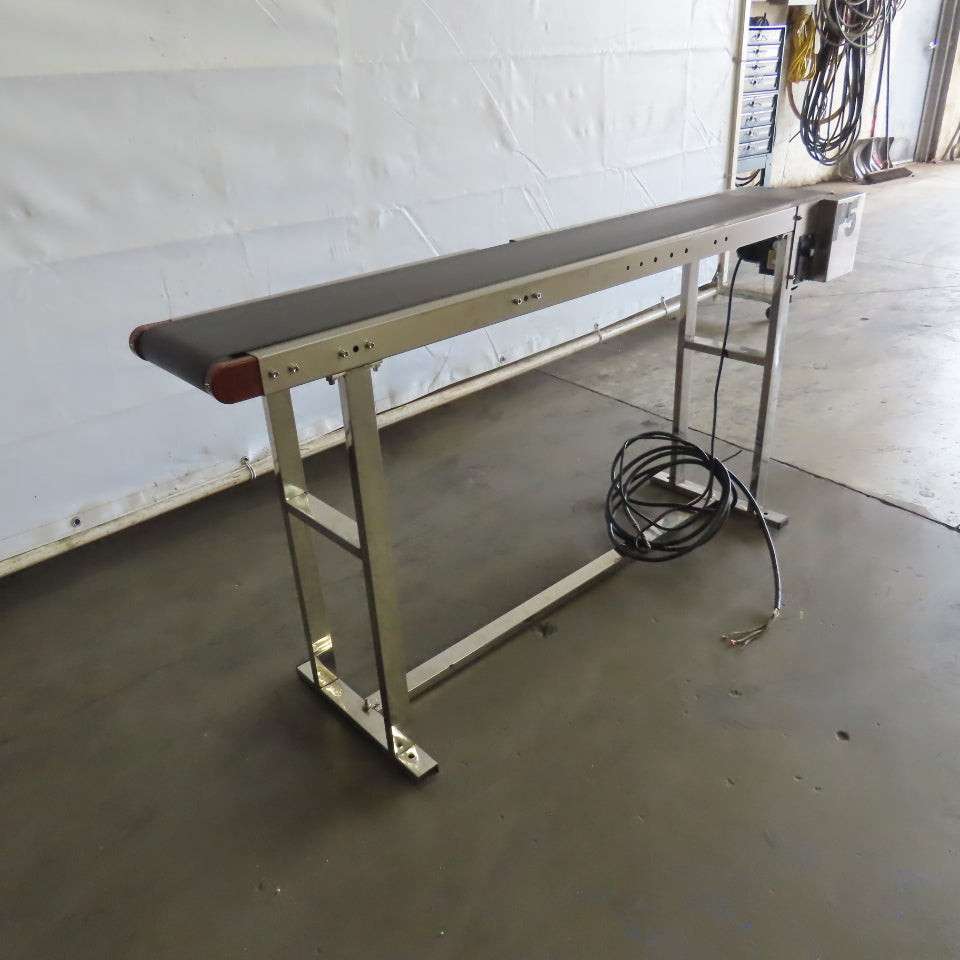7-1/2" Wide x 58" Stainless Steel Variable Speed Slide Belt Conveyor 220V 1Ph