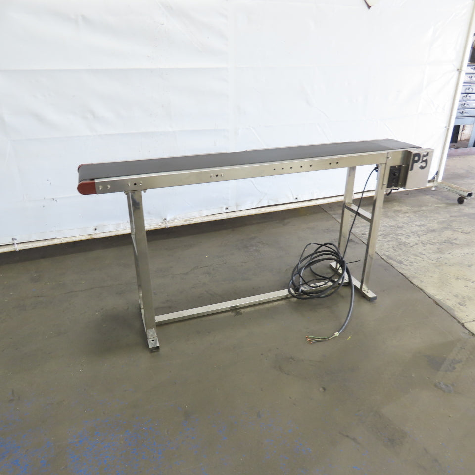 7-1/2" Wide x 58" Stainless Steel Variable Speed Slide Belt Conveyor 220V 1Ph